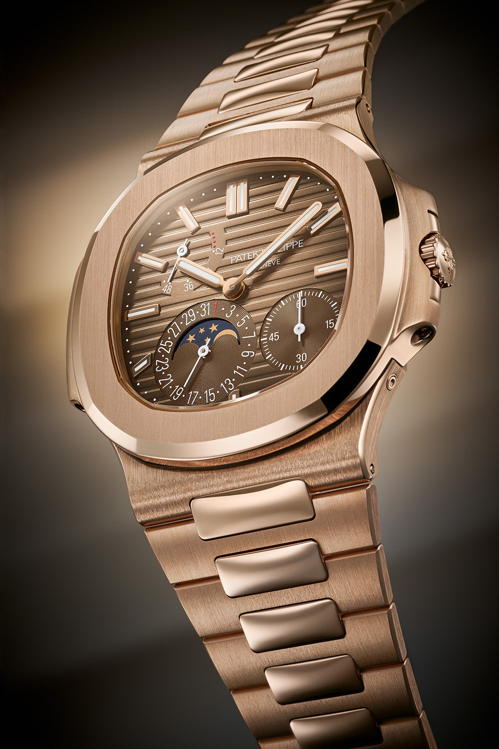 Patek Philippe Nautilus in rose gold with a brown dial